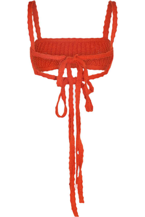 Alanui Topwear for Women Alanui Orange Wool Cropped Top