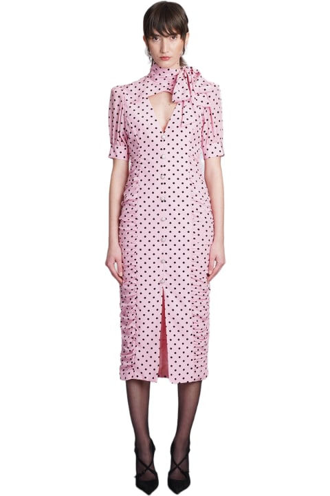 Alessandra Rich for Women Alessandra Rich Polka Dot Print Silk Midi Dress