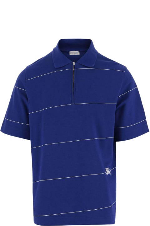 メンズ トップス Burberry Cotton Polo Shirt With Striped Pattern
