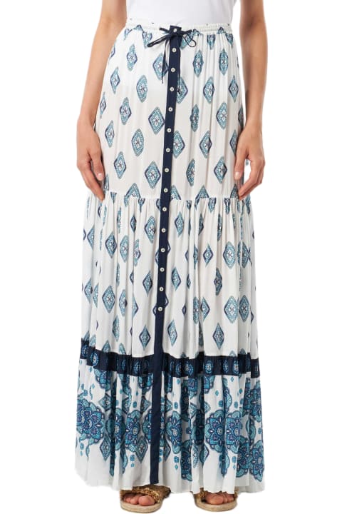 Homeware MC2 Saint Barth Light Blue Flower Gipsy Print Long Skirt
