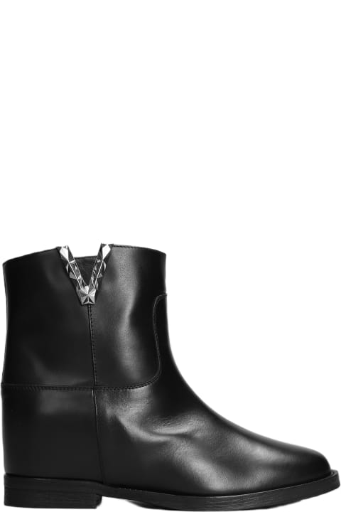 Ankle Boots Inside Wedge In Black Leather