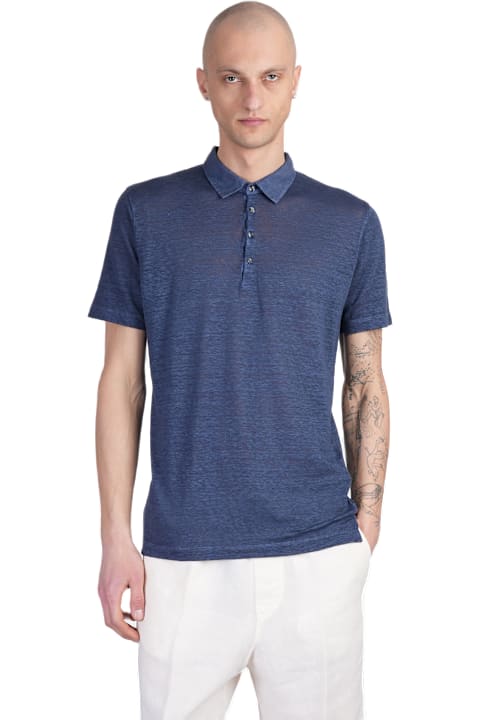メンズ 120% Linoのウェア 120% Lino Polo In Blue Linen