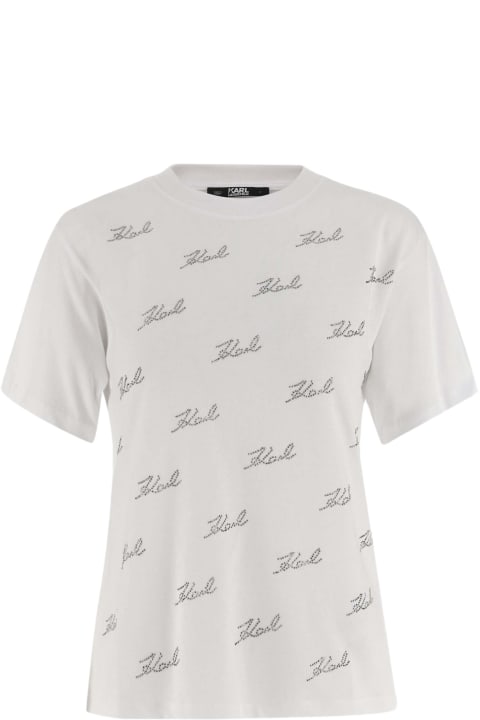 Karl Lagerfeld Topwear for Women Karl Lagerfeld Cotton T-shirt With Rhinestones