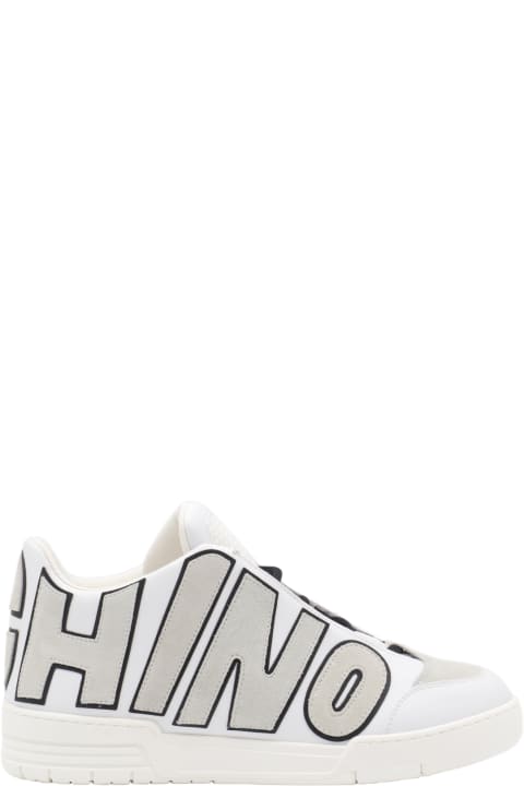Moschino for Kids Moschino White Leather Logo Sneakers