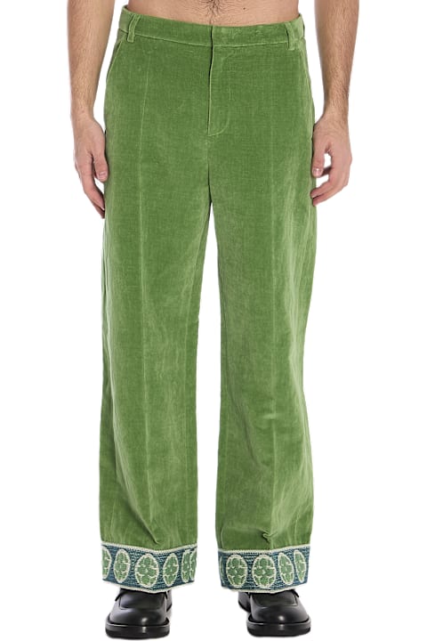 Pants for Men Valentino Garavani Velvet Trousers With Jacquard Hems