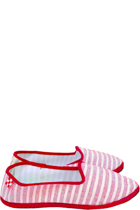 Shoes for Women MC2 Saint Barth Red Striped Canvas Slippers Friulane