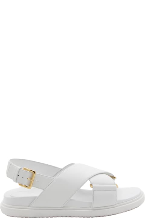 Marni Sandals for Women Marni White Leather Fussbet Sandals
