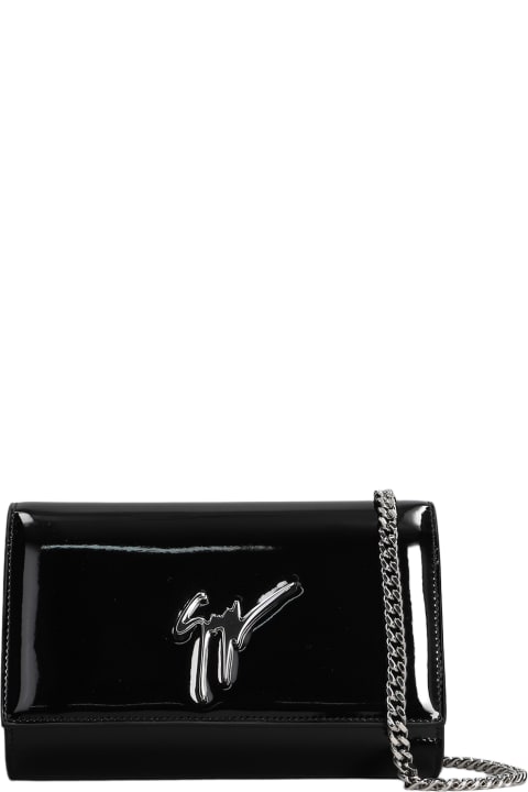Luggage for Women Giuseppe Zanotti Cleopatra Clutch In Black Patent Leather