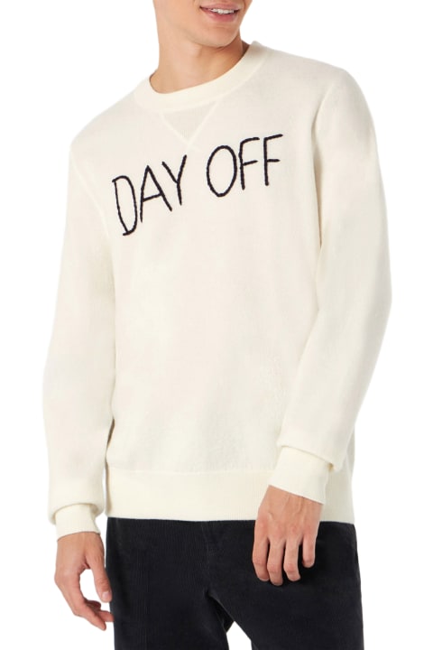 MC2 Saint Barth for Men MC2 Saint Barth Man Crewneck Knitted Sweater With Day Off Embroidery
