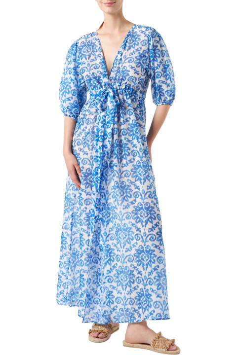 Fashion for Women MC2 Saint Barth Cotton And Silk Long Beach Dress Bliss With Ikat Print