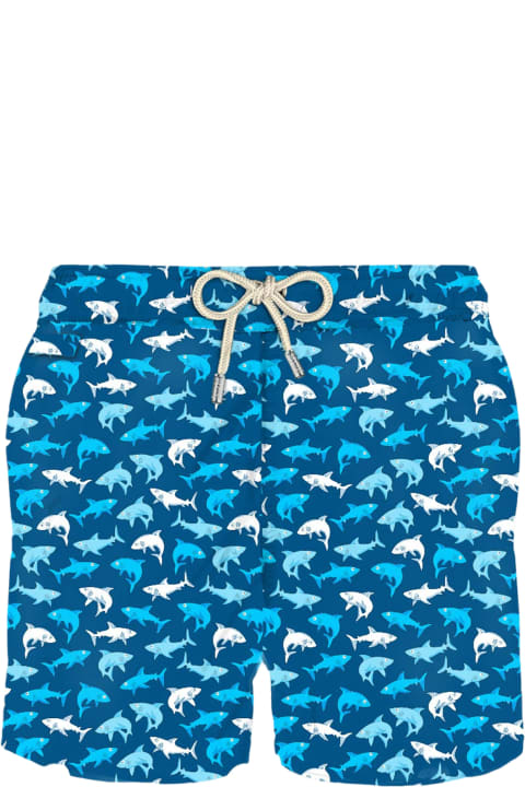 MC2 Saint Barth Swimwear for Men MC2 Saint Barth Man Light Fabric Swim Shorts With Multicolor Sharks Print