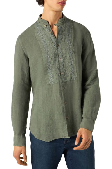 Homeware MC2 Saint Barth Man Military Green Linen Shirt