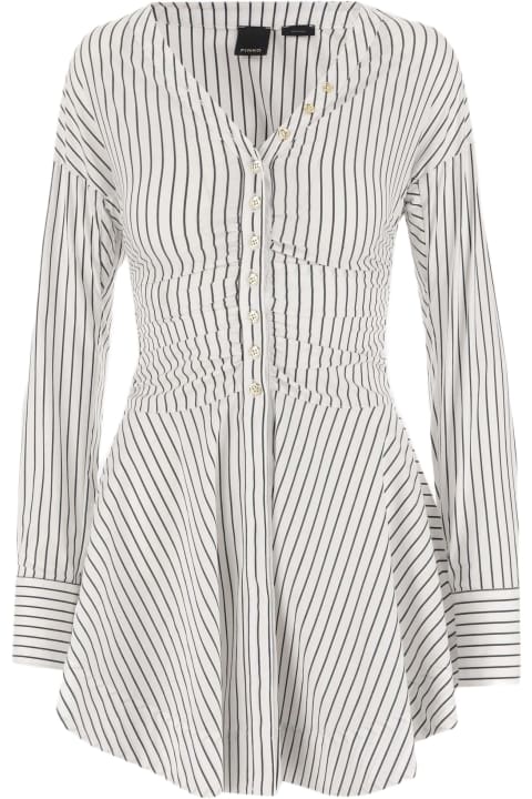 Clothing for Women Pinko Stretch Cotton Blend Dress With Striped Pattern