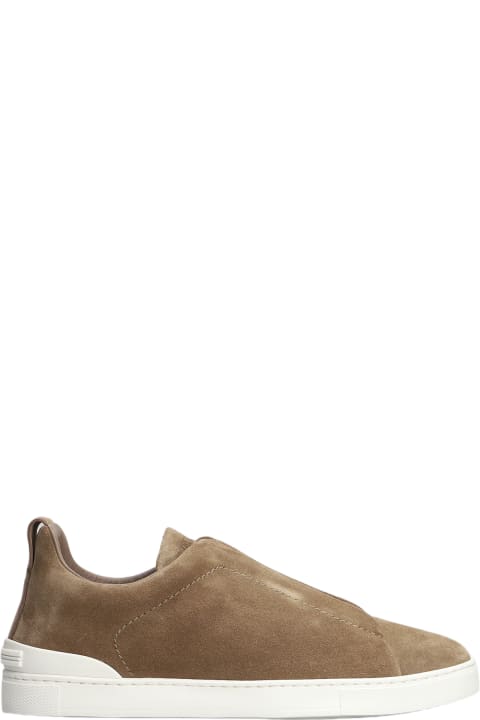 Zegna for Men Zegna Triple Stich Sneakers In Camel Suede