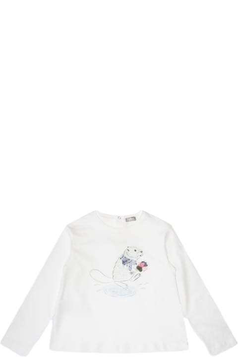 Il Gufo for Kids Il Gufo White Milk And Turquoise Cotton T-shirt