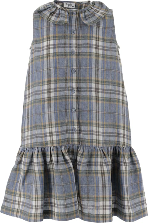 Sale for Girls Il Gufo Linen Dress With Madras Print