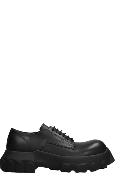 Lace Up Bozo Tractor Lace Up Shoes In Black Leather