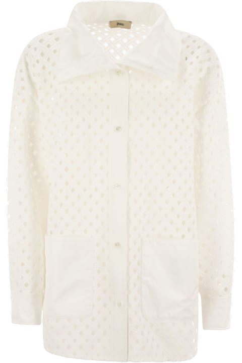 ジャケット HERNO SS25 Crochet-effect shirt-cut jacket (GC000481D 1000) Herno Crochet-effect Shirt-cut Jacket Herno