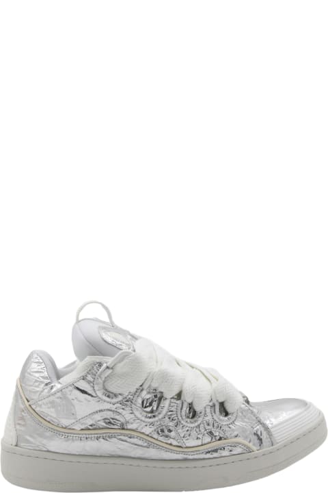 Sale for Men Lanvin Silver Leather Curb Sneakers