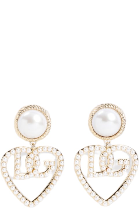 Dolce & Gabbana Earrings for Women Dolce & Gabbana Heart Pendant Logo Earrings