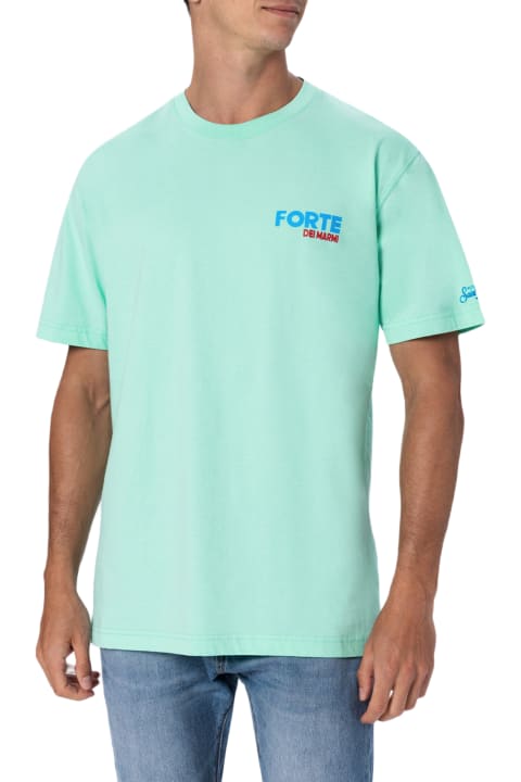 Homeware MC2 Saint Barth Man Cotton T-shirt With Forte Dei Marmi Postcard Placed Print