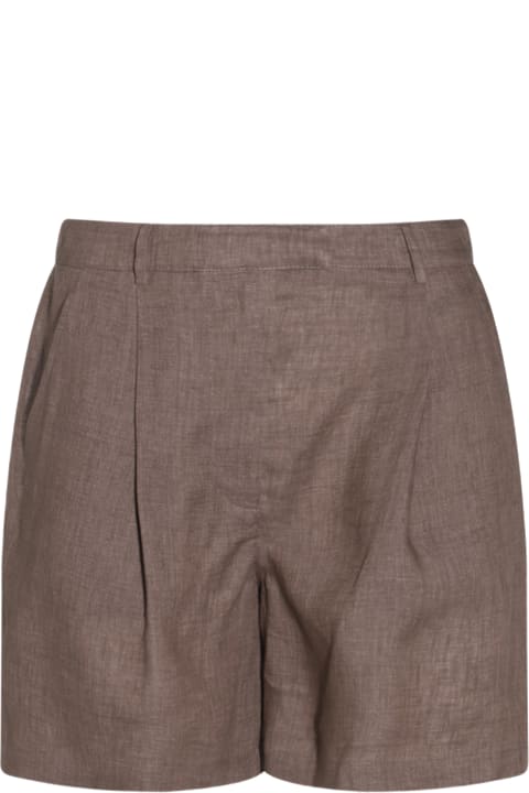 سراويل طويلة وقصيرة لـ السيدات Brunello Cucinelli Brown Linen Short