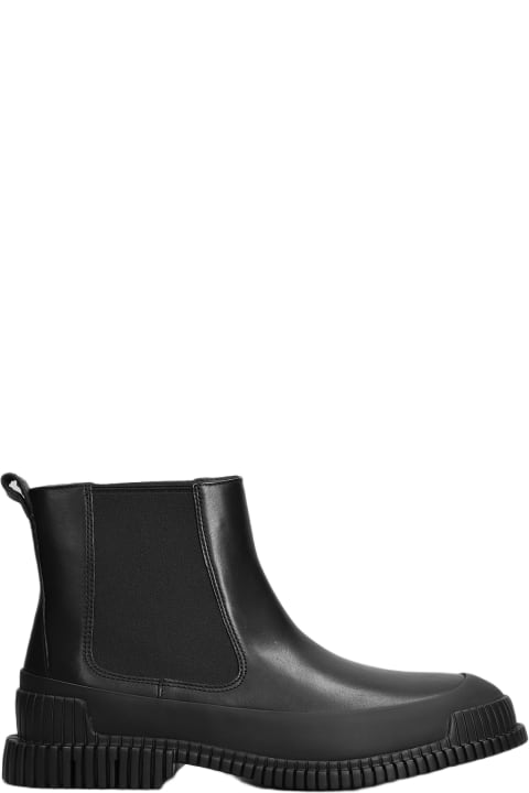 Pix Low Heels Ankle Boots In Black Leather