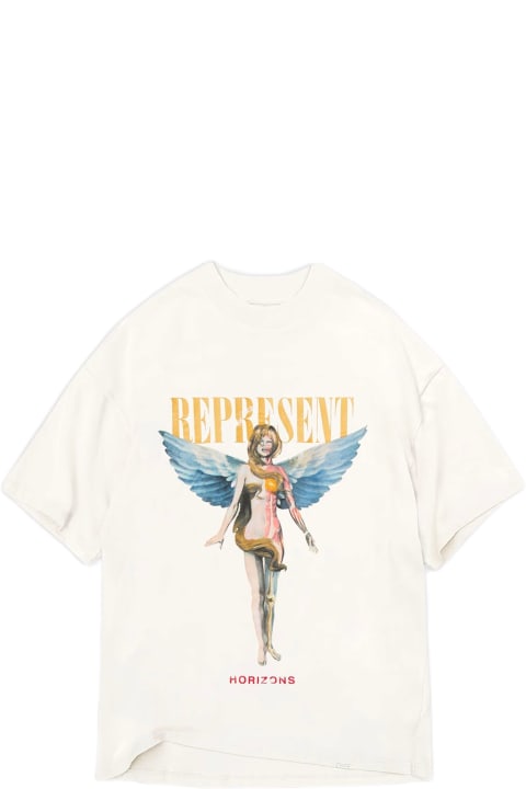 REPRESENT for Men REPRESENT Reborn T-shirt Off white t-shirt with graphic print and logo - Reborn T-Shirt