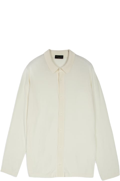 Roberto Collina Clothing for Men Roberto Collina Camicia Ml Off white cotton knit shirt with long sleeves
