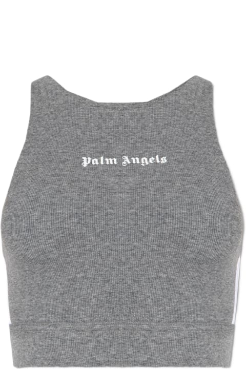 Palm Angels for Women Palm Angels Melange Grey Crop Top With Logo