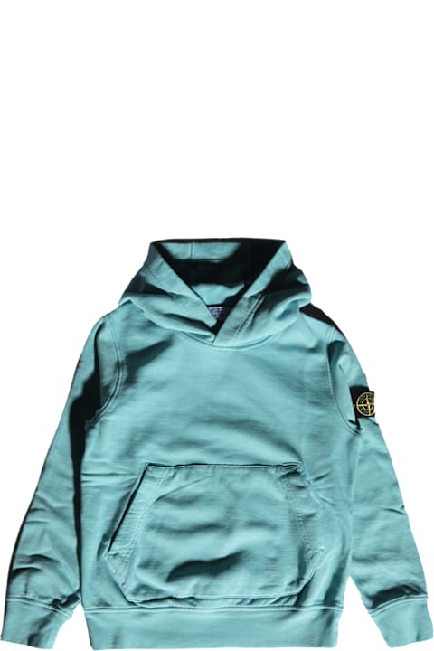 Topwear for Boys Stone Island Light Blue Cotton Sweatshirt