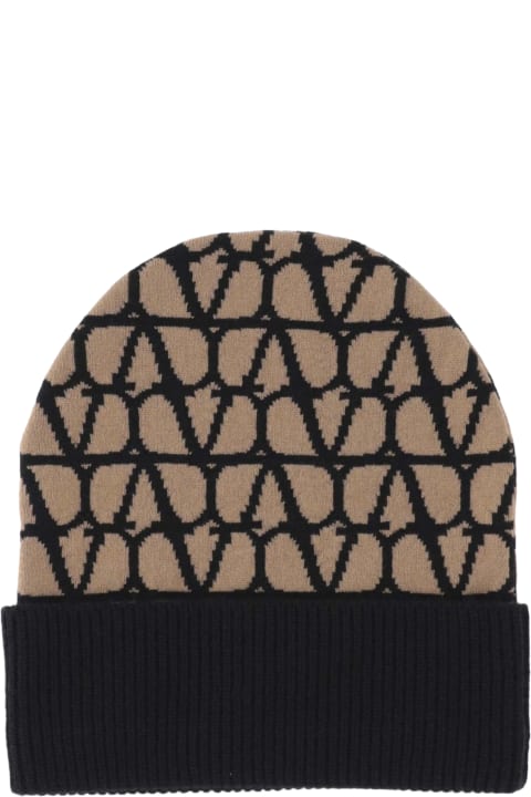 Hats for Women Valentino Garavani Cashmere Knitted Beanie Toile Iconographe
