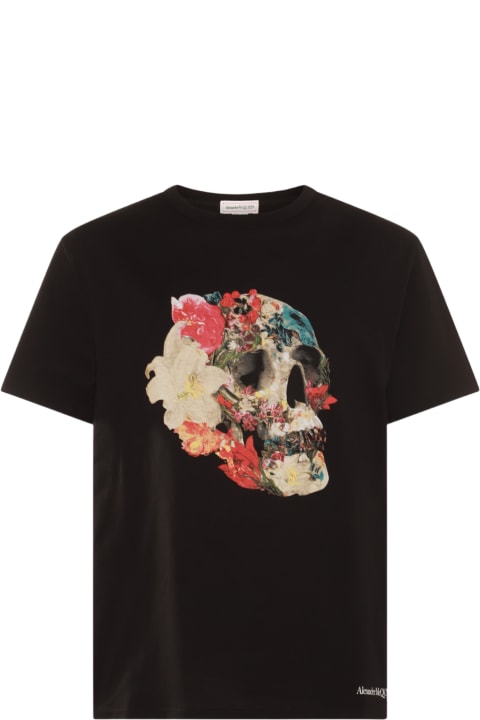 Fashion for Women Alexander McQueen Black Multicolour Cotton T-shirt