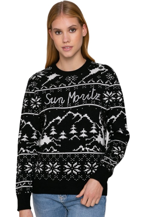 MC2 Saint Barth for Women MC2 Saint Barth Woman Sweater With Norwegian Style Print And Sun Moritz Embroidery