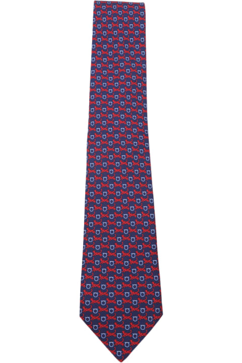 Ties for Men Ferragamo Navy And Red Silk Tie