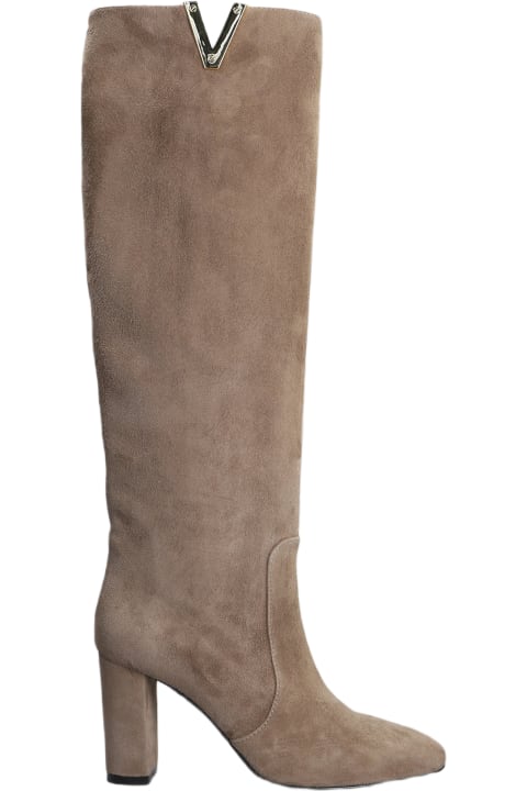 Fashion for Women Via Roma 15 High Heels Boots In Taupe Suede