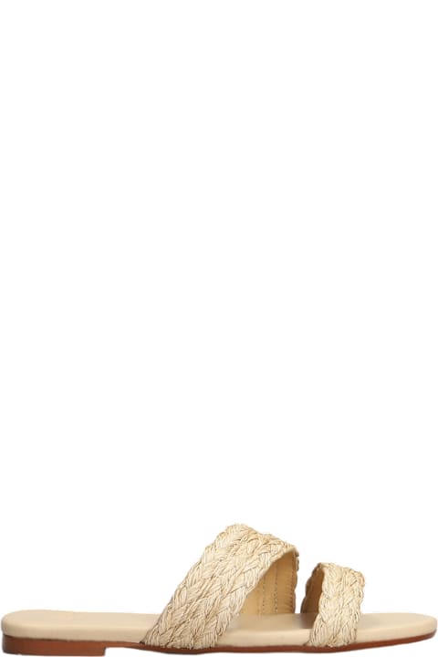 Castañer Flat Shoes for Women Castañer Paz-258 Flats In Beige Leather And Fabric