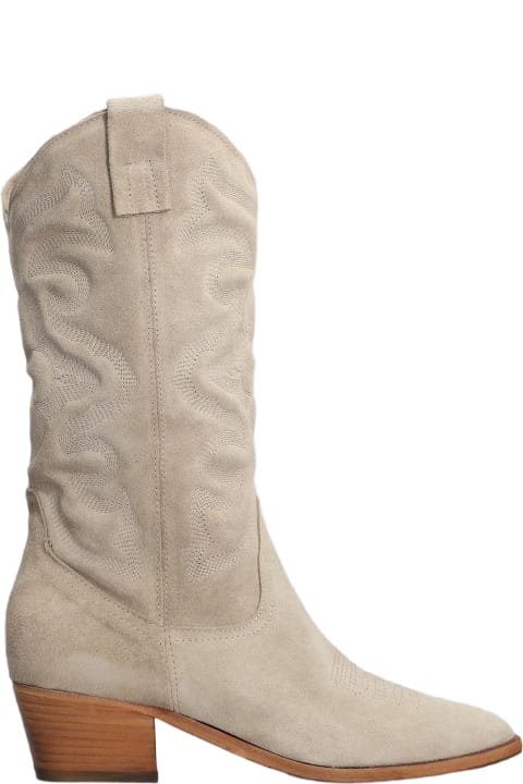 Julie Dee Boots for Women Julie Dee Texan Boots In Taupe Suede