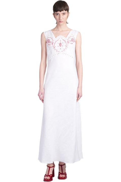 Homeware Holy Caftan Athina Long Dress In White Linen