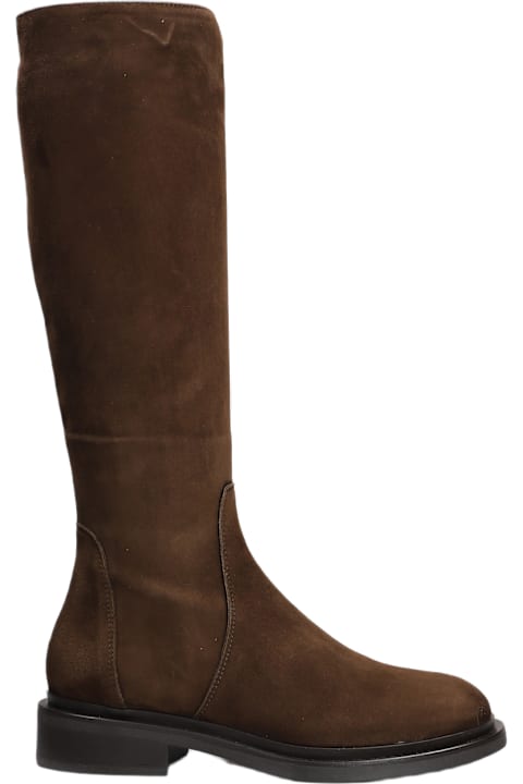 Julie Dee Shoes for Women Julie Dee Low Heels Boots In Dark Brown Suede