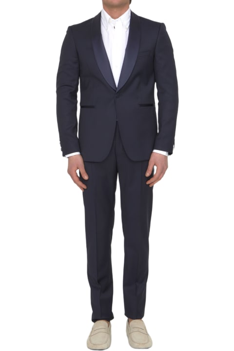 Suits for Men Tonello Blue Wool Tuxedo