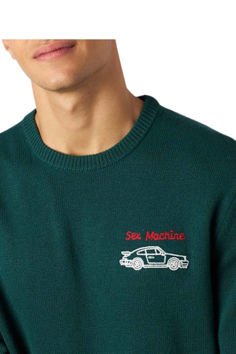 Homeware MC2 Saint Barth Man Crewneck Sweater With Sex Machine Embroidery