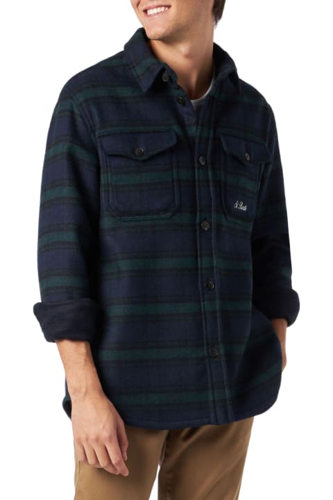 Homeware MC2 Saint Barth Man Wooly Tartan Overshirt With Pockets And Patches