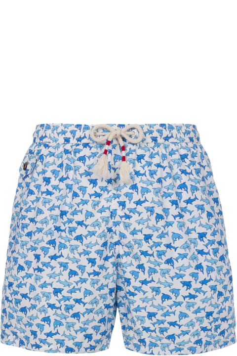 Homeware MC2 Saint Barth Man Lightweight Fabric Swim-shorts Lighting 70 With Sharks Print