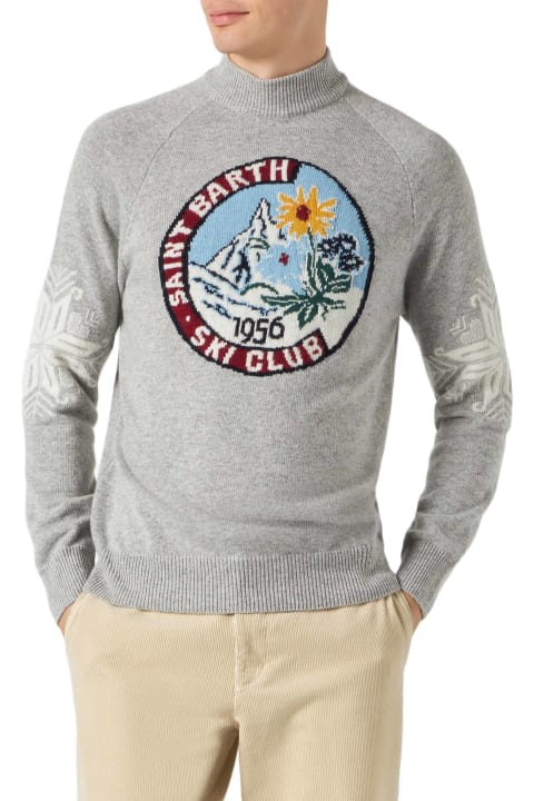 Homeware MC2 Saint Barth Half-turtleneck Sweater Davos With Matterhorn Jacquard