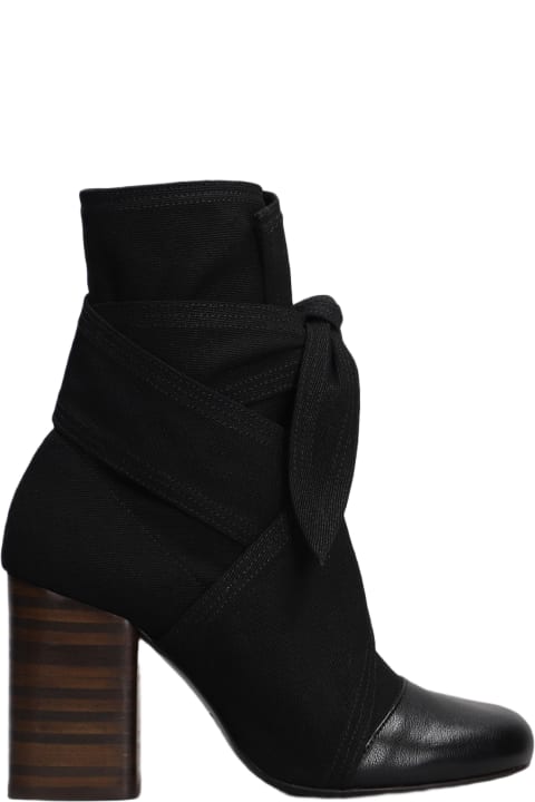 ウィメンズ Lemaireのブーツ Lemaire High Heels Ankle Boots In Black Fabric