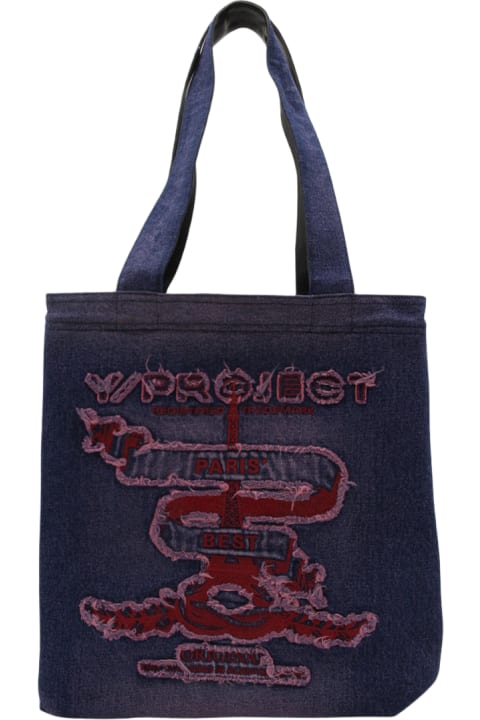 ウィメンズ Y/Projectのトートバッグ Y/Project Dark Blue Cotton Tote Bag