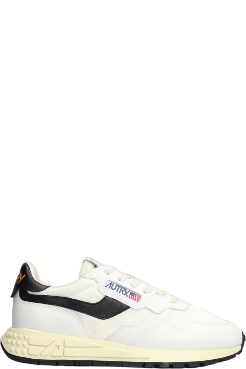 Autry for Women Autry Reelwind Low Sneakers In White Leather And Fabric