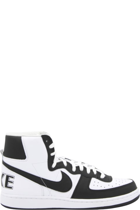 メンズ新着アイテム Comme des Garçons White And Black Leather Sneakers