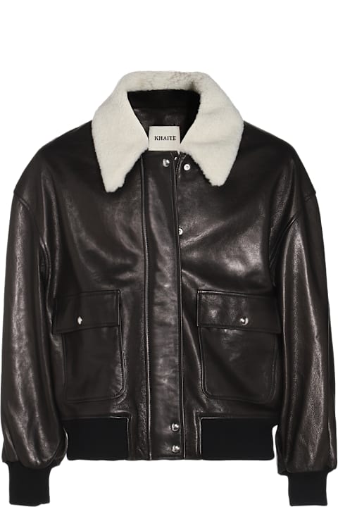 送料関税込★KHAITE★スペンス・レザー・ボマー・ジャケット Khaite Black Leather Jackets | italist